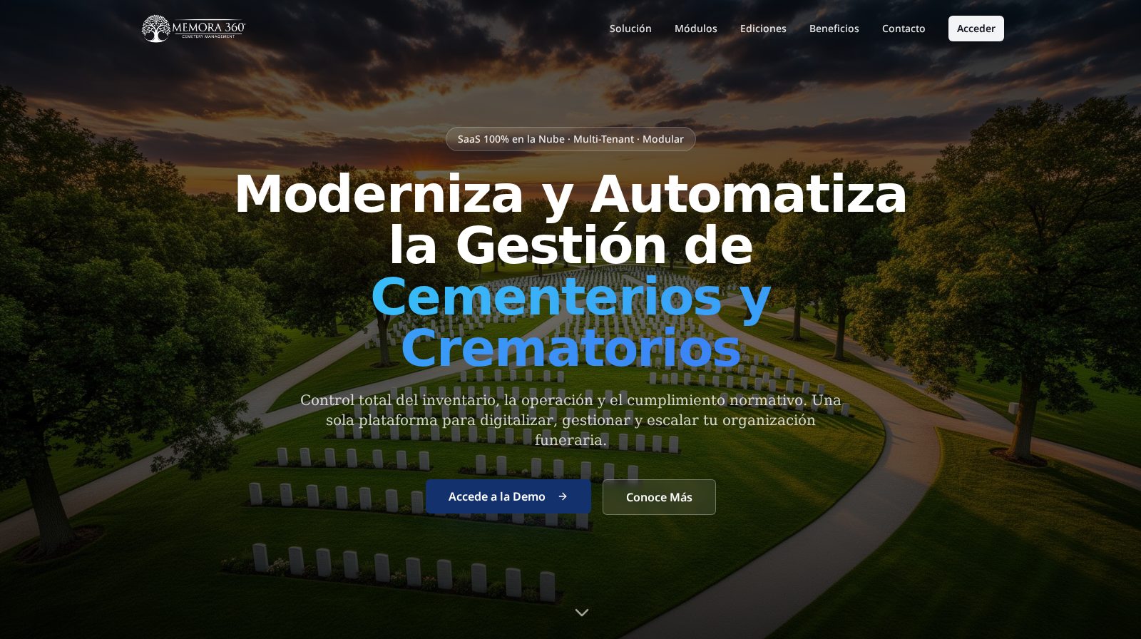 Memora360, plataforma SaaS de GAMA Consulting para gestión de cementerios y crematorios